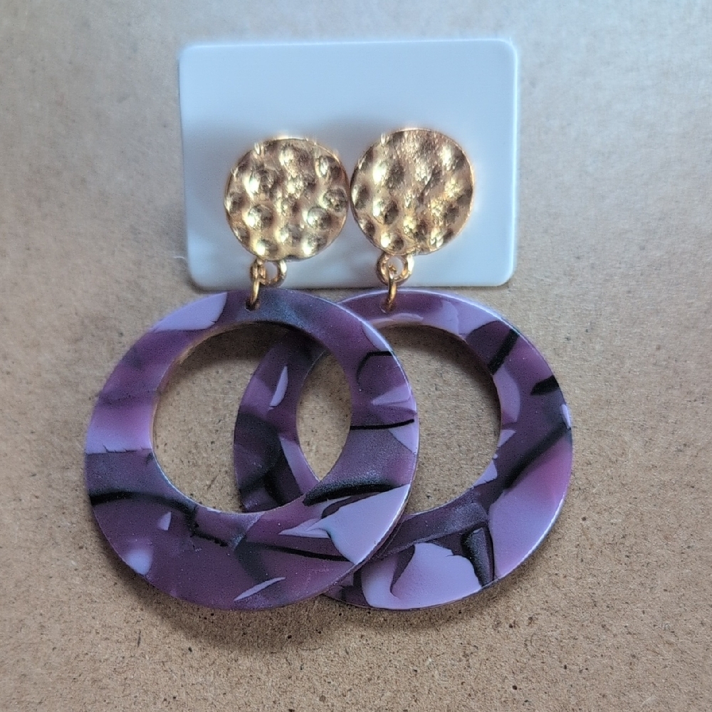 Purple and Gold Hoop Earrings